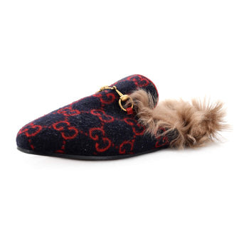 Gucci Women's Princetown Mules GG Wool with Lamb Hair