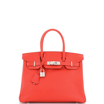 Hermes Birkin Handbag Red Epsom with Palladium Hardware 30