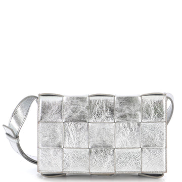 Bottega Veneta Cassette Crossbody Bag Maxi Intrecciato Crinkled Metallic Leather