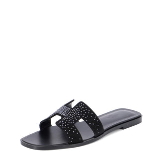 Hermes Women's Oran Sandals Embellished Leather