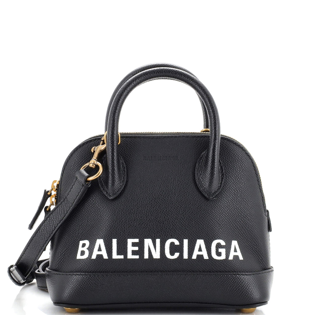 balenciaga xxs leather backpack Balenciaga Logo Ville Bag Leather XXS Black 2135293