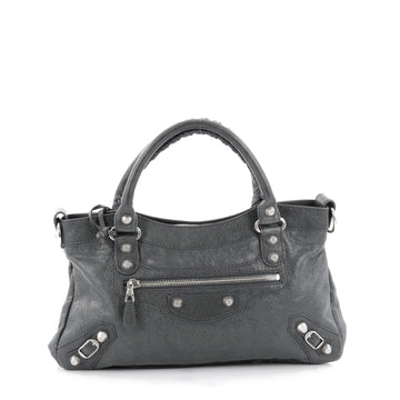 Balenciaga First Giant Studs Handbag Leather Gray 2135602