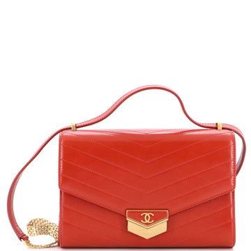 Chanel Medal Envelope Flap Bag Chevron Calfskin Large