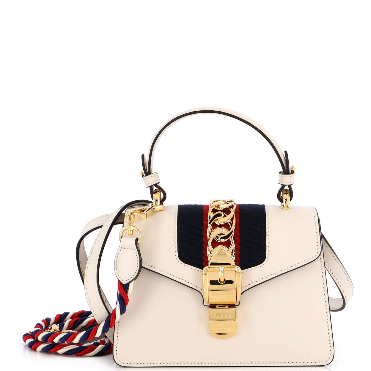 Gucci Sylvie Top Handle Bag Leather Mini White 2134391