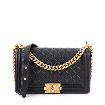 Chanel Boy Flap Bag Quilted Lambskin Old Medium Black