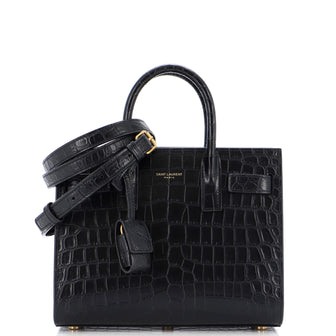 Saint Laurent Sac de Jour NM Bag Crocodile Embossed Leather Baby