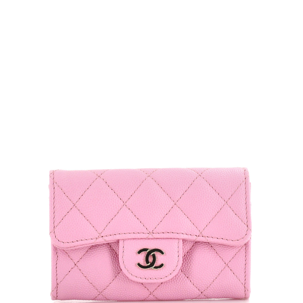 CHANEL Caviar Quilted Flap Card Holder Wallet Light Blue | FASHIONPHILE