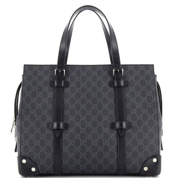 Gucci Buckle Travel Tote GG Coated Canvas with Leather Large