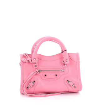 Balenciaga City Classic Studs Handbag Leather Nano Pink 2136701