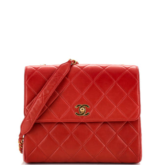 Chanel Red Lambskin Leather Mini Square Flap Bag - ShopStyle