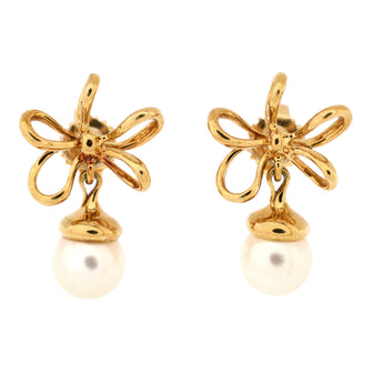 Tiffany & Co. Flower Drop Earrings 18K Yellow Gold and Pearls
