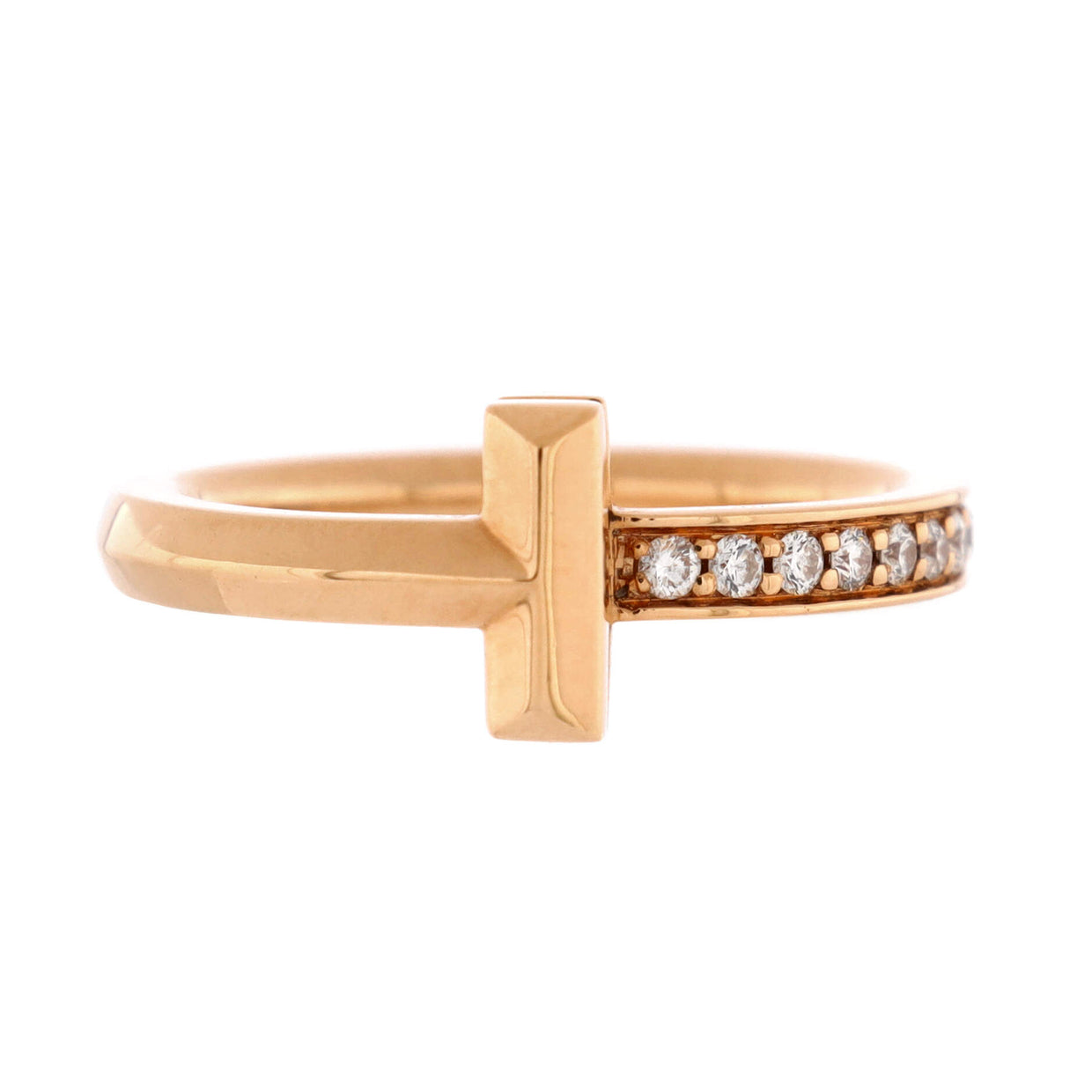 Tiffany And Co T1 Ring 18k Rose Gold With Diamonds Narrow Rose Gold 21369919