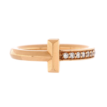 Tiffany & Co. T1 Ring 18K Rose Gold with Diamonds Narrow