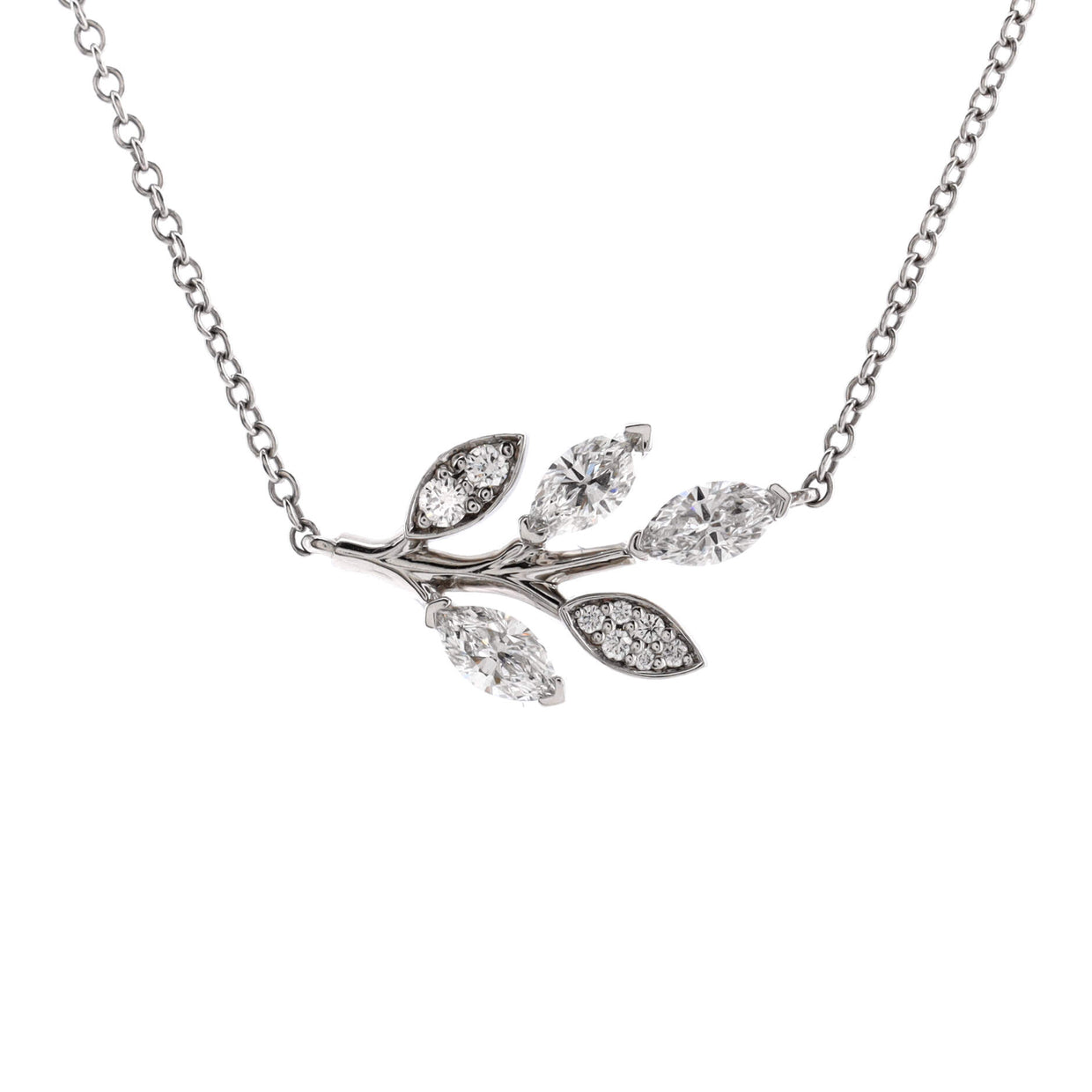 Tiffany & Co. Vine Pendant Necklace Platinum with Diamonds Silver 2136991