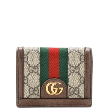 Gucci Ophidia Flap Card Case with Chain GG Coated Canvas