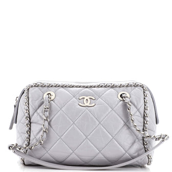 Chanel Running Chain Around Camera Bag Quilted Crumpled Calfskin Medium