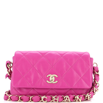 Chanel Logo Chain Strap Flap Bag Quilted Lambskin Medium