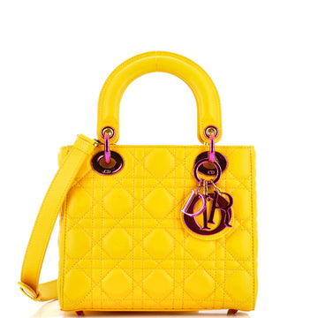Christian Dior Lady Dior Bag Cannage Quilt Lambskin with Rainbow Hardware Small