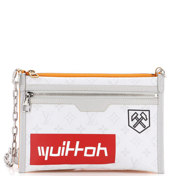 Louis Vuitton Double Flat Messenger Bag Limited Edition Logo Story Monogram Canvas and Denim