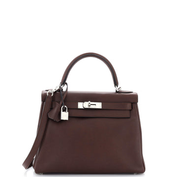 Hermes Kelly Handbag Purple Swift with Palladium Hardware 28