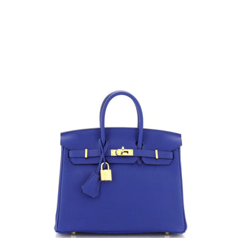 Hermes Birkin Handbag Blue Togo with Gold Hardware 25