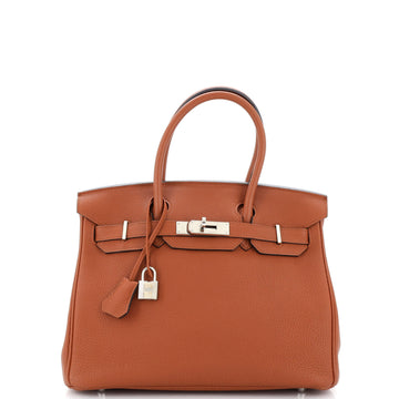 Hermes Birkin Handbag Brown Togo with Palladium Hardware 30