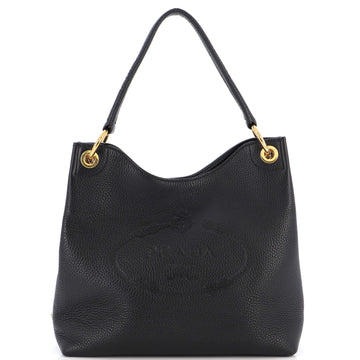 Prada Logo Hobo Embossed Vitello Daino Medium