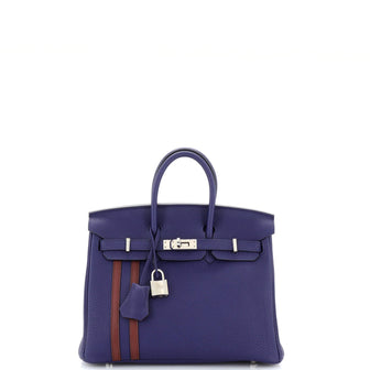 Hermes Officier Birkin Bag Limited Edition Togo with Swift 25 Blue 213721177