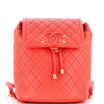 Chanel Filigree Backpack Quilted Caviar Large