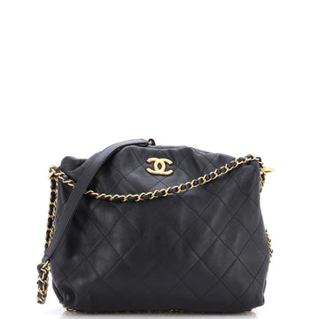 Chanel Coco Shelter Bowling Bag Quilted Shiny Lambskin Small
