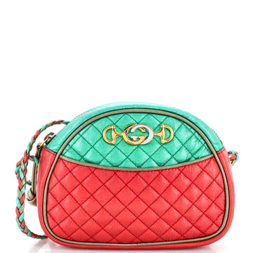 Gucci Trapuntata Camera Shoulder Bag Quilted Laminated Leather Mini