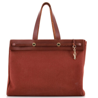 Hermes Herbag Cabas Toile and Leather MM
