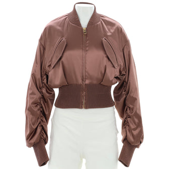 Dolce & Gabbana Women's Ruched Sleeves Bomber Jacket Satin