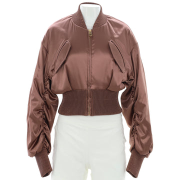 Dolce & Gabbana Women's Ruched Sleeves Bomber Jacket Satin