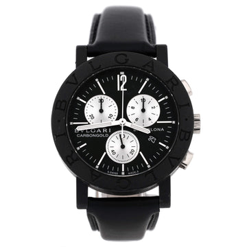 Bvlgari Carbongold Choronograph Automatic Watch Carbon and Leather 38