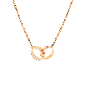 Cartier Love Interlocking Necklace 18K Rose Gold with Diamonds