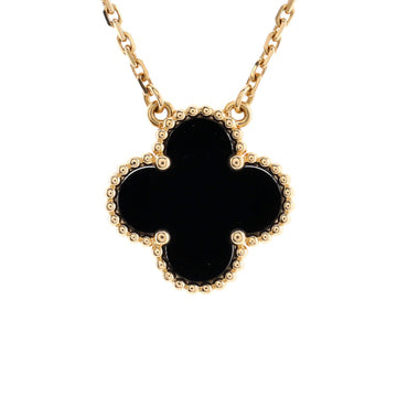 Van Cleef & Arpels Vintage Alhambra Pendant Necklace 18K Yellow Gold and Onyx