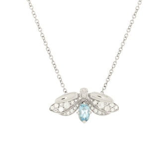 Tiffany & Co. Paper Flowers Firefly Pendant Necklace Platinum with Diamonds and Aquamarine Small