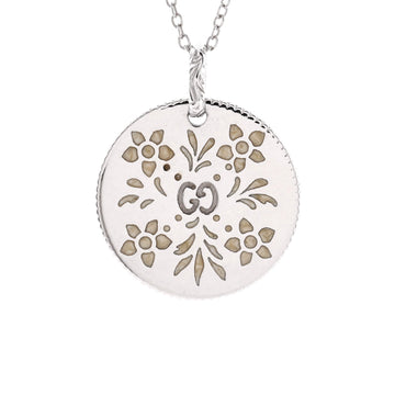 Gucci Icon Blooms Pendant Necklace 18K White Gold and Enamel
