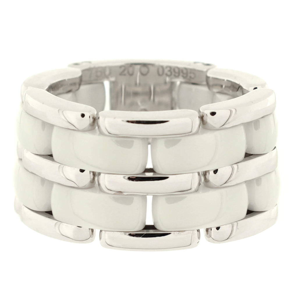 Chanel Ultra Link Ring 18K White Gold and Ceramic Large White gold
