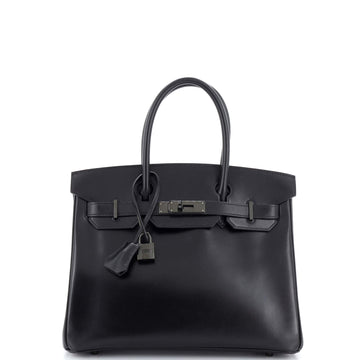 Hermes So Black Birkin Bag Box Calf 30