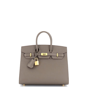 Hermes Birkin Sellier Bag Grey Epsom with Gold Hardware 25