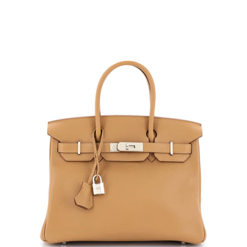 Hermes Birkin Handbag Brown Swift with Palladium Hardware 30