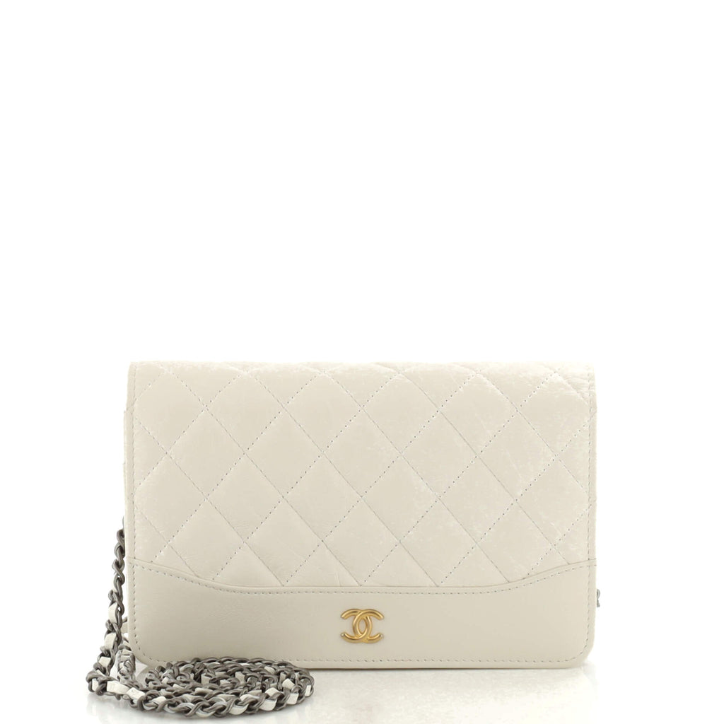 Chanel Gabrielle Wallet on Chain Quilted Aged Calfskin White 21372148