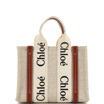 Chloe Woody Tote Canvas with Leather Small
