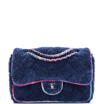 Chanel Classic Single Flap Bag Quilted Terry Cloth and Ribbon Jumbo