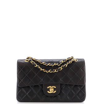 Chanel Vintage Classic Double Flap Bag Quilted Caviar Small