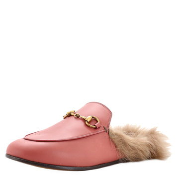 Gucci Women's Princetown Mules Leather with Fur