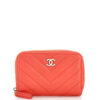 Chanel CC Zip Coin Purse Chevron Caviar Small