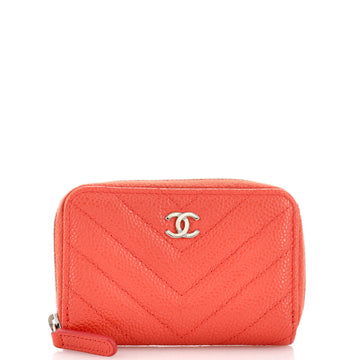 Chanel CC Zip Coin Purse Chevron Caviar Small